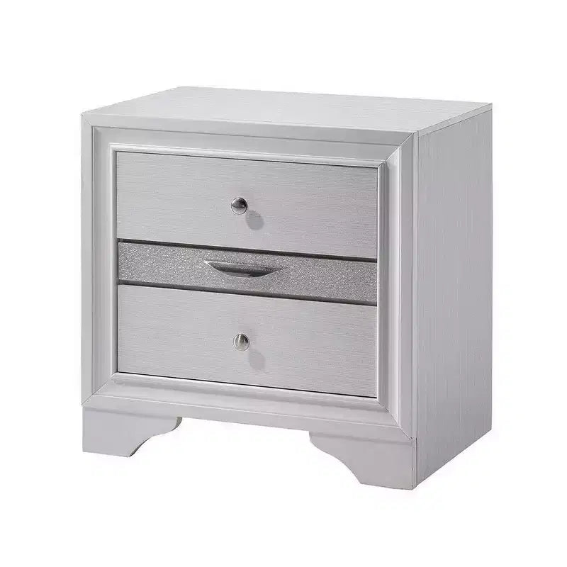 Table de chevet Royal Hampton en bois massif avec tiroirs à bijoux, blanc