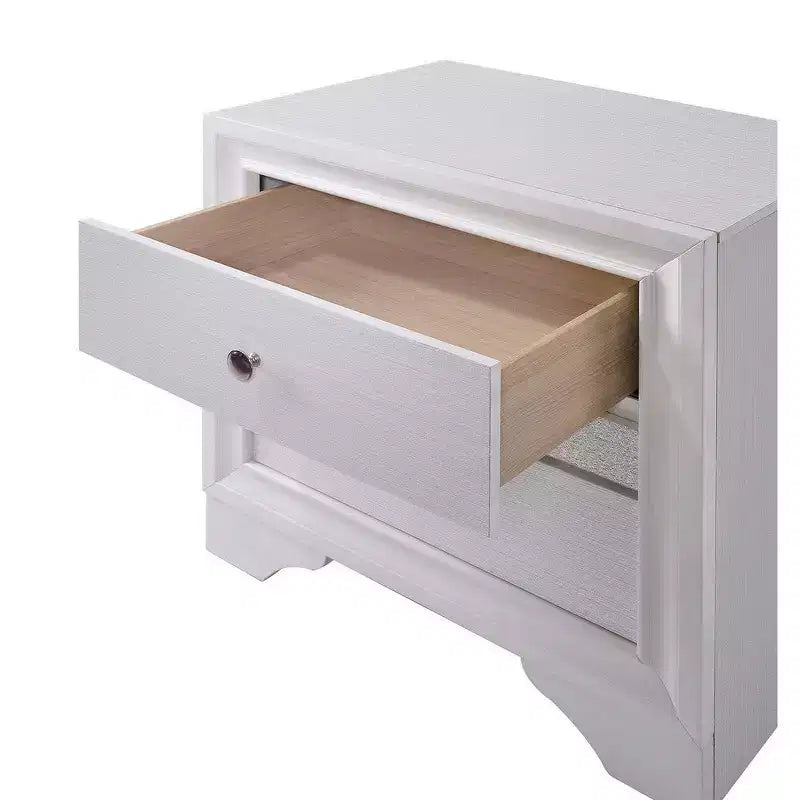 Table de chevet Royal Hampton en bois massif avec tiroirs à bijoux, blanc