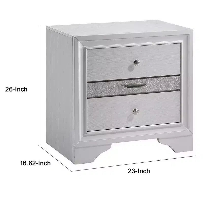 Table de chevet Royal Hampton en bois massif avec tiroirs à bijoux, blanc
