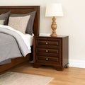 Royal Hampton Wooden Night Stand With 3 Drawers In Cherry Brown