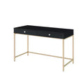Royal Hampton Writing Desk with 2 Storage Compartments, Black and Gold