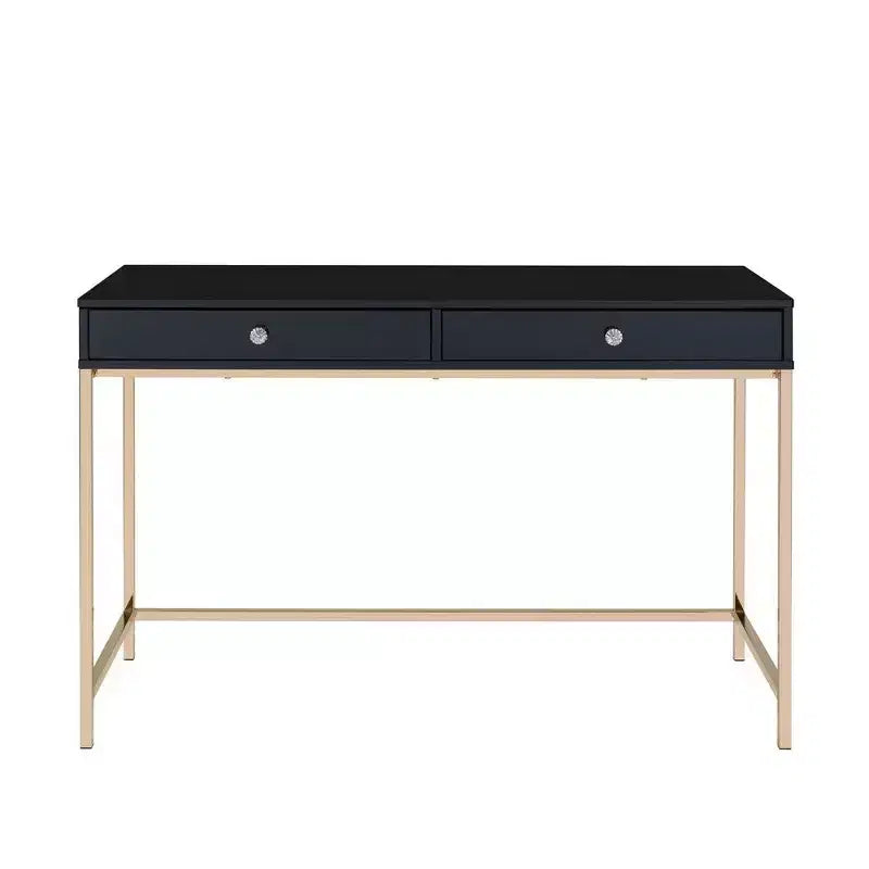 Bureau Royal Hampton avec 2 compartiments de rangement, noir et or