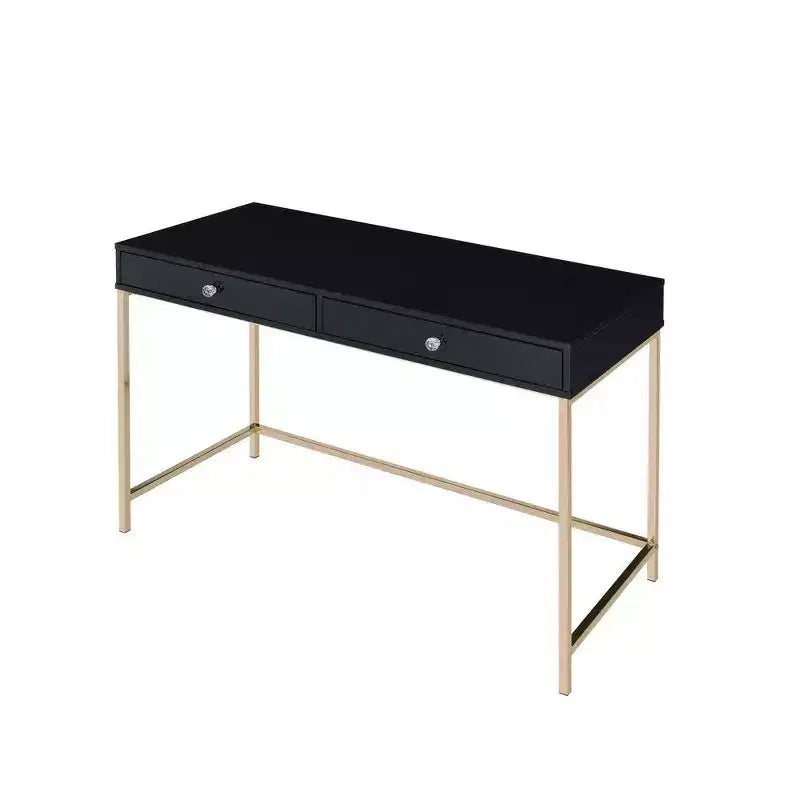 Bureau Royal Hampton avec 2 compartiments de rangement, noir et or