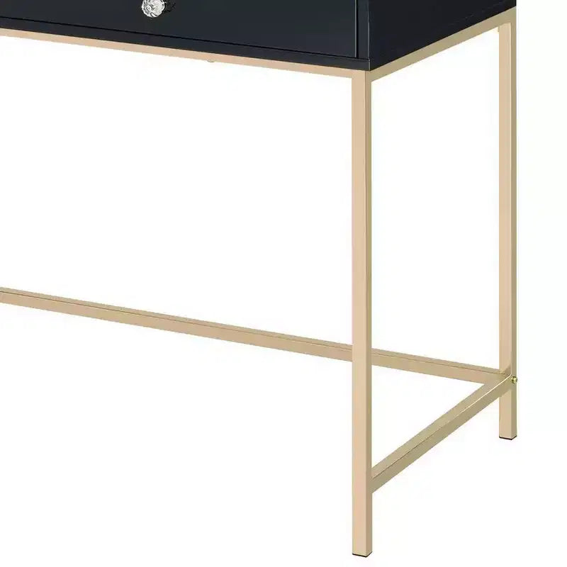 Bureau Royal Hampton avec 2 compartiments de rangement, noir et or