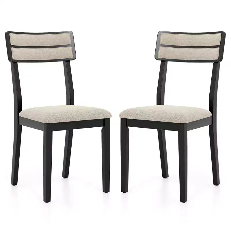 Costway Modern Dining Chairs Set of 2 w/Tilt Backrest Rubber Wood Legs Soft Padded Seat