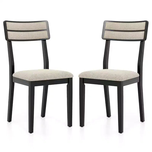 Costway Modern Dining Chairs Set of 2 w/Tilt Backrest Rubber Wood Legs Soft Padded Seat