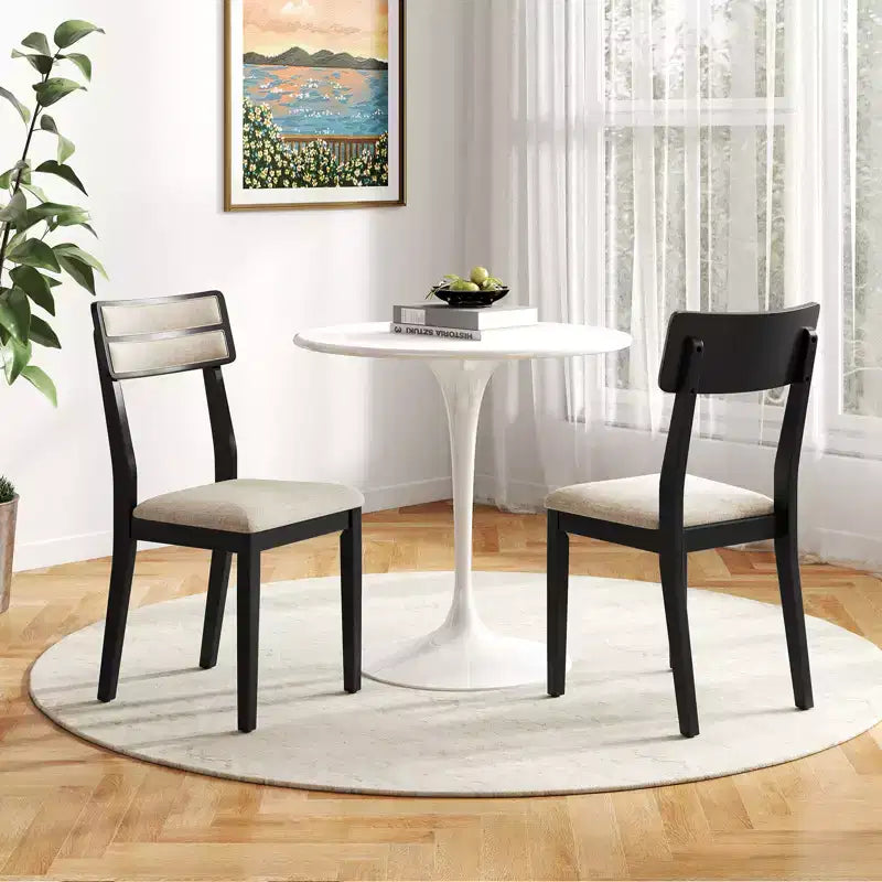 Costway Chaises de Salle à Manger Modernes Lot de 2 avec Dossier Inclinable Pieds en Bois d'Hévéa et Siège Rembourré Doux