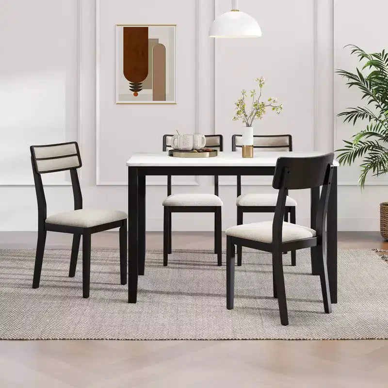 Costway Chaises de Salle à Manger Modernes Lot de 2 avec Dossier Inclinable Pieds en Bois d'Hévéa et Siège Rembourré Doux