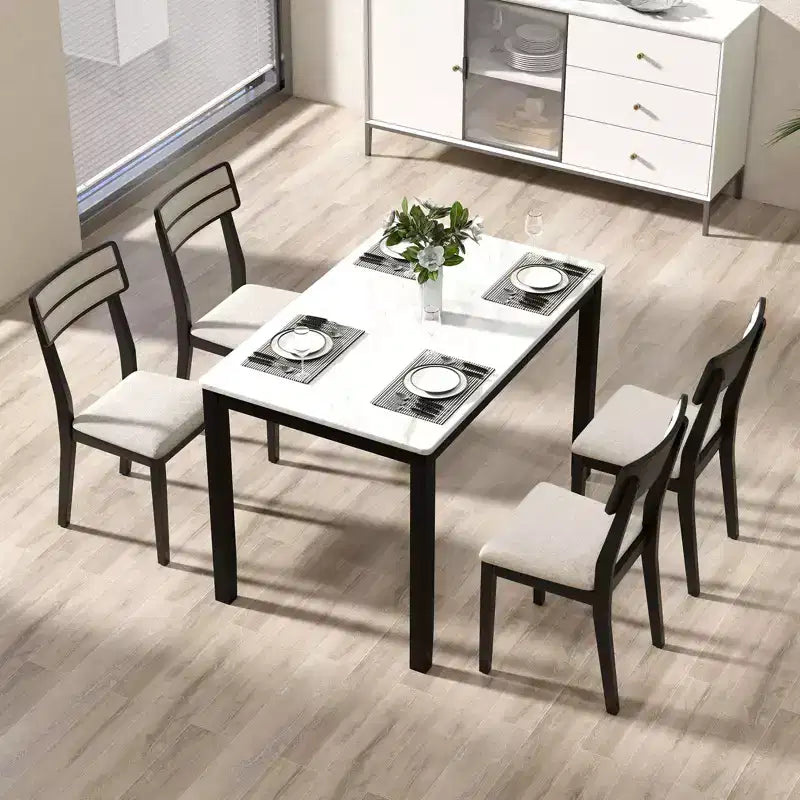 Costway Chaises de Salle à Manger Modernes Lot de 2 avec Dossier Inclinable Pieds en Bois d'Hévéa et Siège Rembourré Doux