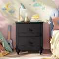 Besiost Wooden Nightstand with Charging Station, Storage Dresser with 2 Drawers
