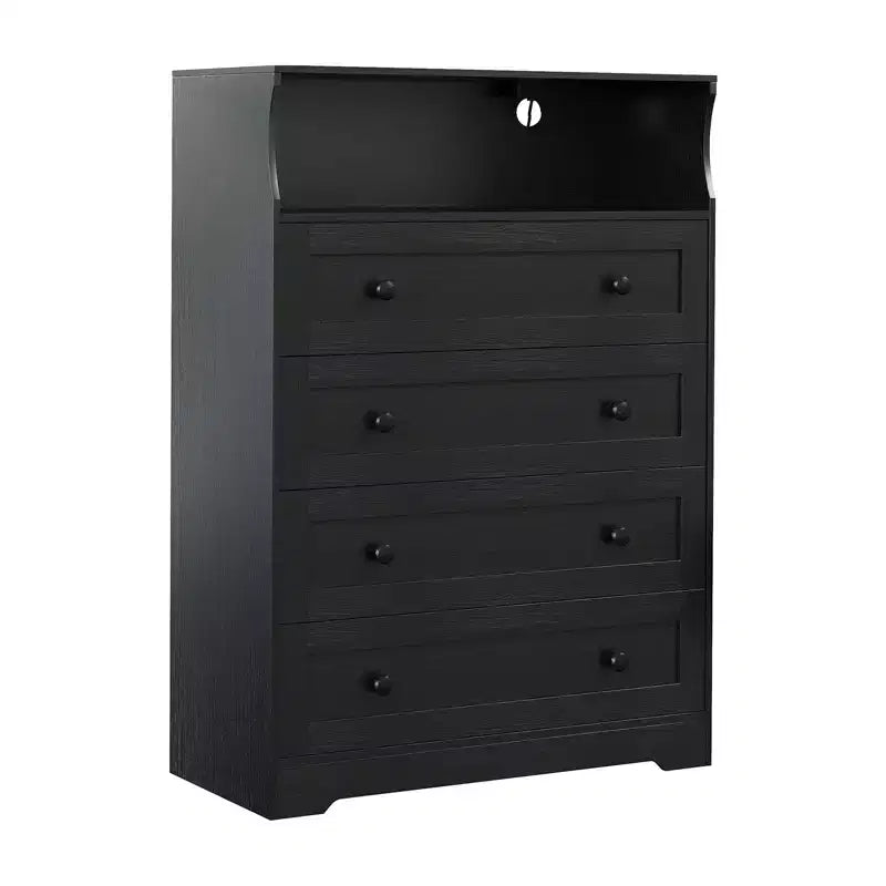 Commode en bois à 4 tiroirs pour chambre à coucher, table de chevet moderne, meuble de rangement en bois à tiroirs pour salon, couloir, placard