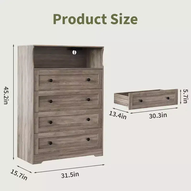 Commode en bois à 4 tiroirs pour chambre à coucher, table de chevet moderne, meuble de rangement en bois à tiroirs pour salon, couloir, placard