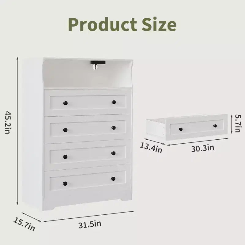 Commode en bois à 4 tiroirs pour chambre à coucher, table de chevet moderne, meuble de rangement en bois à tiroirs pour salon, couloir, placard