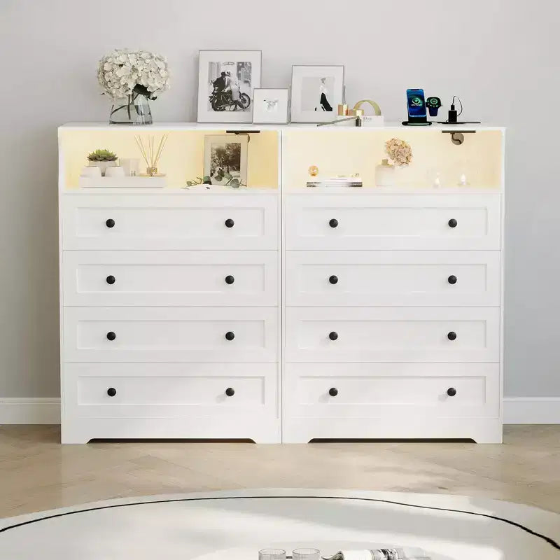 Commode en bois à 4 tiroirs pour chambre à coucher, table de chevet moderne, meuble de rangement en bois à tiroirs pour salon, couloir, placard