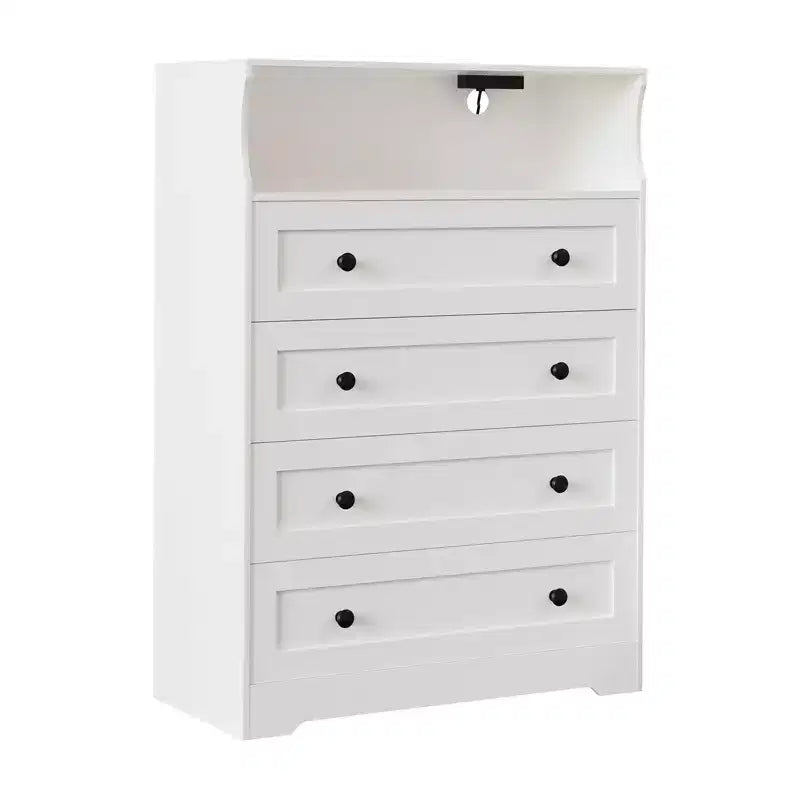 Commode en bois à 4 tiroirs pour chambre à coucher, table de chevet moderne, meuble de rangement en bois à tiroirs pour salon, couloir, placard