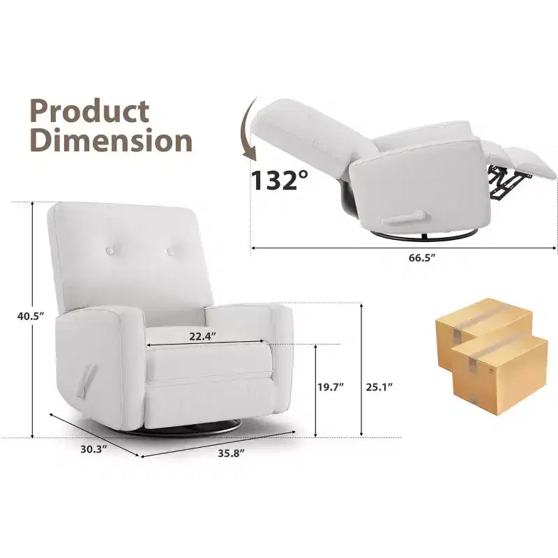 Fauteuils inclinables, fauteuils inclinables pivotants, fauteuils inclinables à bascule pour chambre de bébé pour adultes, fauteuils à bascule pivotants à 360° pour salon, chambre à coucher, bureau