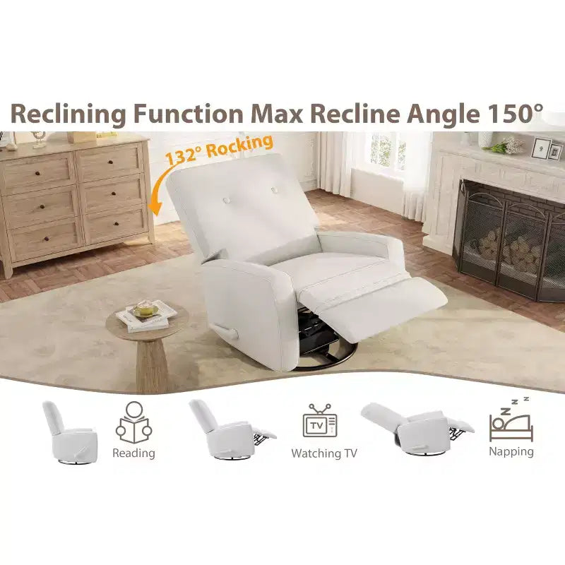 Fauteuils inclinables, fauteuils inclinables pivotants, fauteuils inclinables à bascule pour chambre de bébé pour adultes, fauteuils à bascule pivotants à 360° pour salon, chambre à coucher, bureau