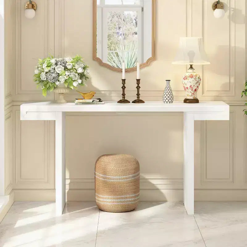 60 Table console rectangulaire moderne, Grande table d'entrée, Table de canapé élégante pour salon, entrée ou couloir-Panipeachy