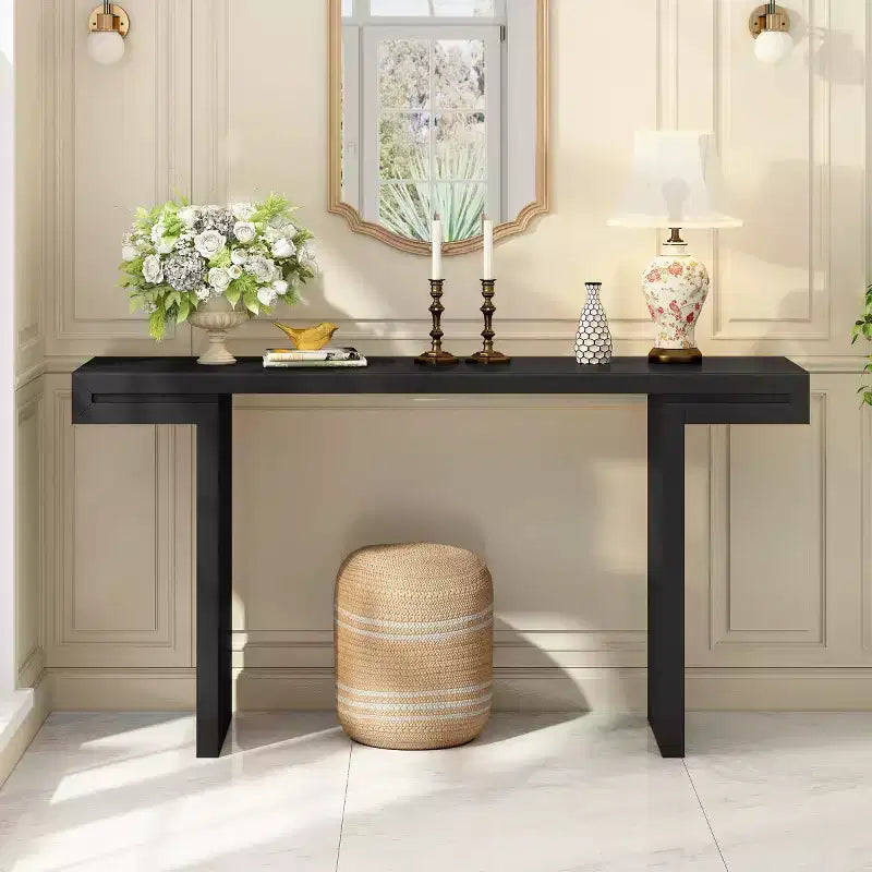 60 Table console rectangulaire moderne, Grande table d'entrée, Table de canapé élégante pour salon, entrée ou couloir-Panipeachy