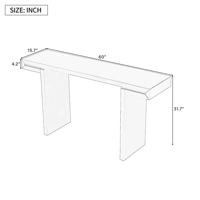 60 Table console rectangulaire moderne, Grande table d'entrée, Table de canapé élégante pour salon, entrée ou couloir-Panipeachy