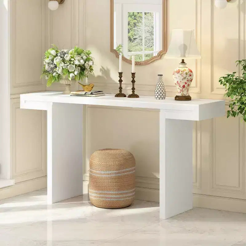 60 Table console rectangulaire moderne, Grande table d'entrée, Table de canapé élégante pour salon, entrée ou couloir-Panipeachy