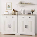 Set of 2 Storage Cabinet, Wood Sideboard Buffet Cabinet with Drawers & Doors, Modern Minimalist Accent Furniture for Living Room, Kitchen, Dining Room