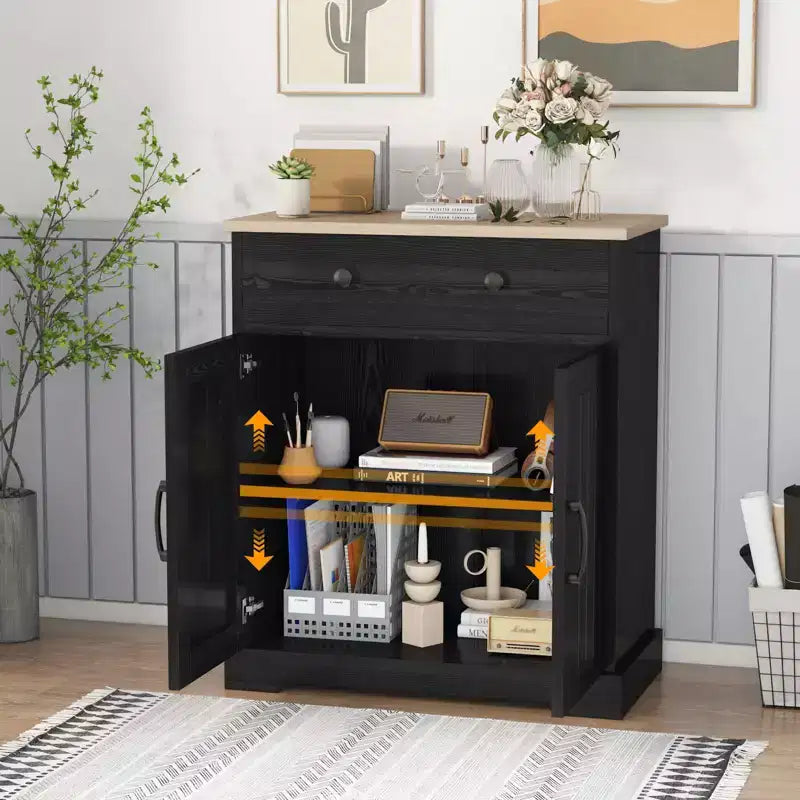 Lot de 2 armoires de rangement, buffet en bois avec tiroirs et portes, meuble d'appoint moderne et minimaliste pour salon, cuisine, salle à manger