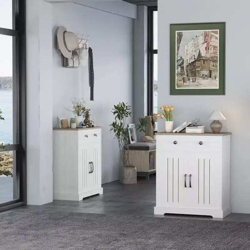 Lot de 2 armoires de rangement, buffet en bois avec tiroirs et portes, meuble d'appoint moderne et minimaliste pour salon, cuisine, salle à manger
