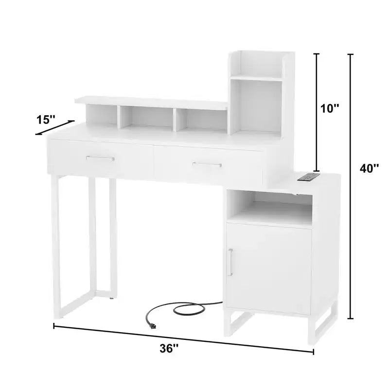 Coiffeuse Besiost avec station de recharge, table de maquillage avec tiroirs de rangement, armoire