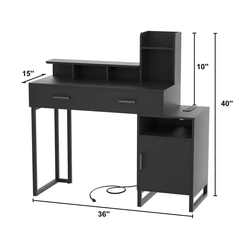 Coiffeuse Besiost avec station de recharge, table de maquillage avec tiroirs de rangement, armoire