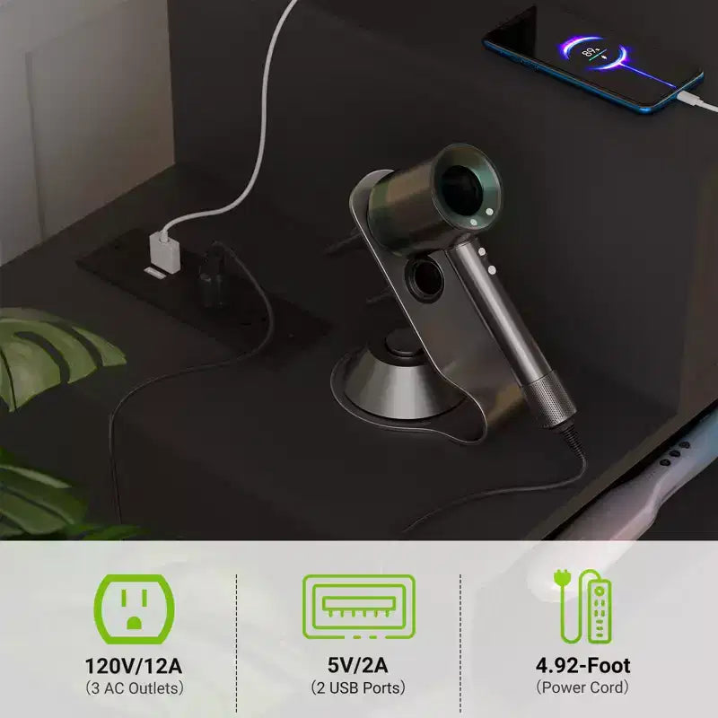 Coiffeuse Besiost avec station de recharge, table de maquillage avec tiroirs de rangement, armoire