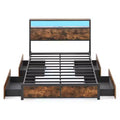 Costway Full/Queen Size LED Bed Frame w/2-Tier Storage Headboard & 4 Drawers Charging Station