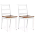 Costway Set of 2 Dining Chairs Ladder Back Armless Side Chair w/ Solid Rubber Wood Legs