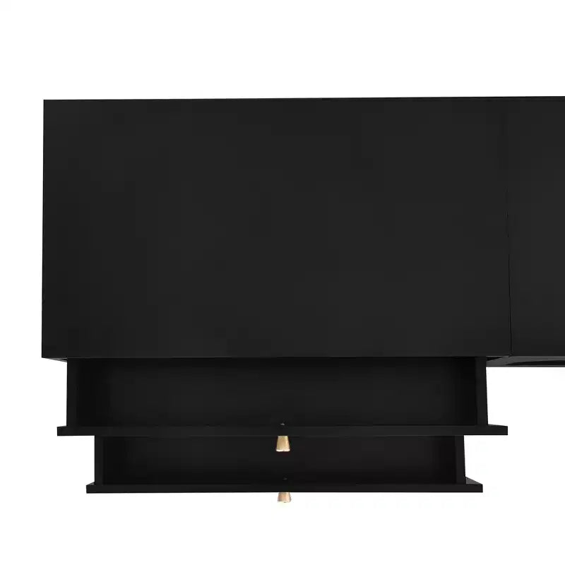 Meuble TV pour téléviseur de 95 pouces, console média extra-longue avec 2 portes et 4 tiroirs, grand meuble de rangement TV avec portes en verre cannelé