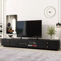 TV Stand for 95 TV, Extra Long Media Console with 2 Doors & 4 Drawers, Large TV Storage Cabinet Entertainment Center with Fluted Glass Doors