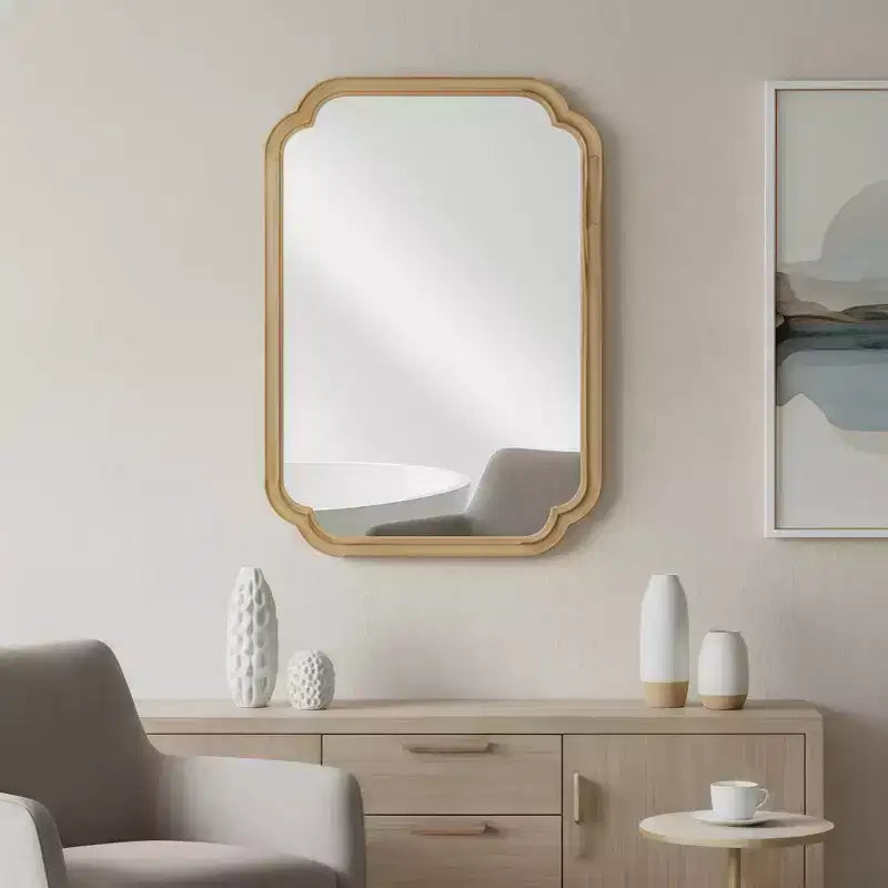 Miroir décoratif Whisen 20x30 à coins arrondis, cadre en bois massif, entrée