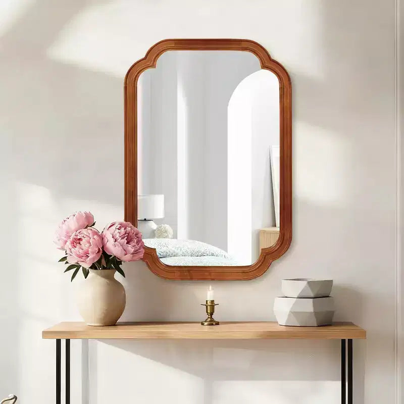 Miroir décoratif Whisen 20x30 à coins arrondis, cadre en bois massif, entrée