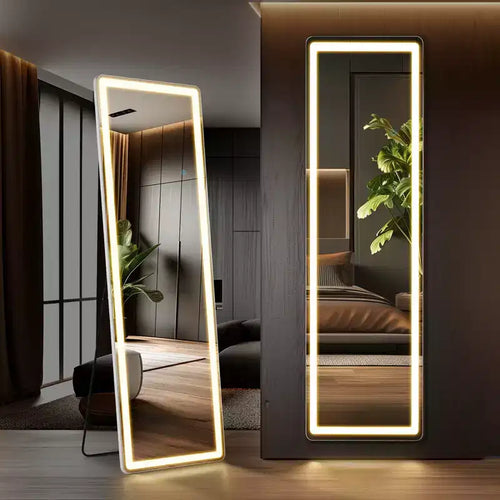 Bestier 3 Color Lighting Standing Mirror with LED Lights Wall Mounted Hanging