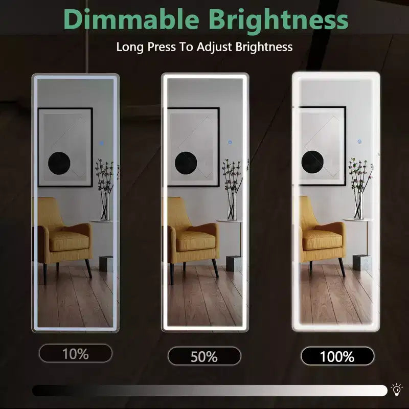 Miroir sur pied Bestier à 3 éclairages avec lumières LED à fixation murale