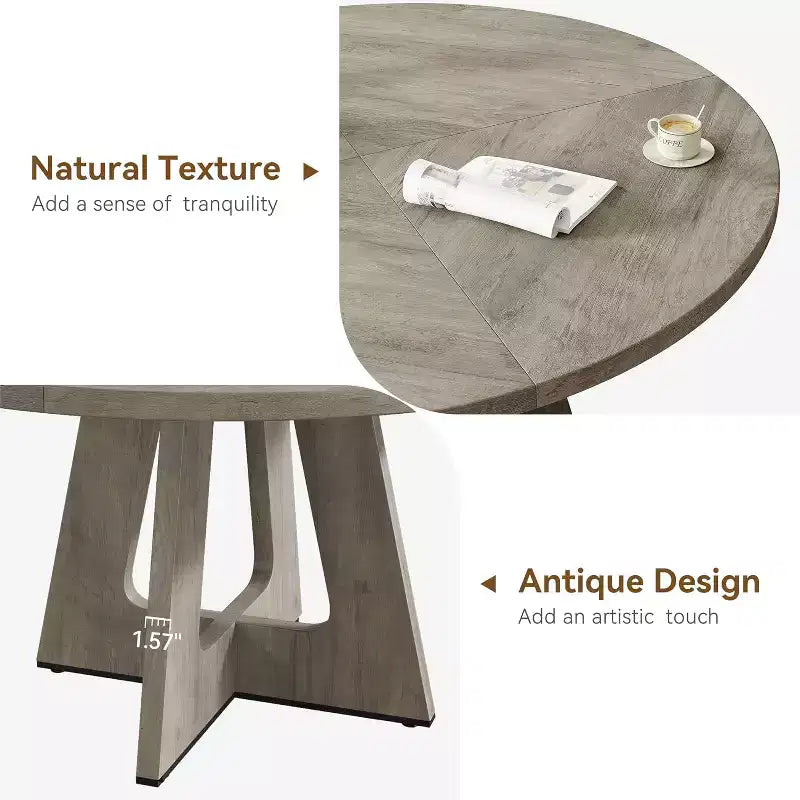 Table à manger ronde de 47 pouces avec étagère de rangement et plateau en bois, table à dîner pour 4 personnes, table de ferme circulaire pour salle à manger/salon, cuisine
