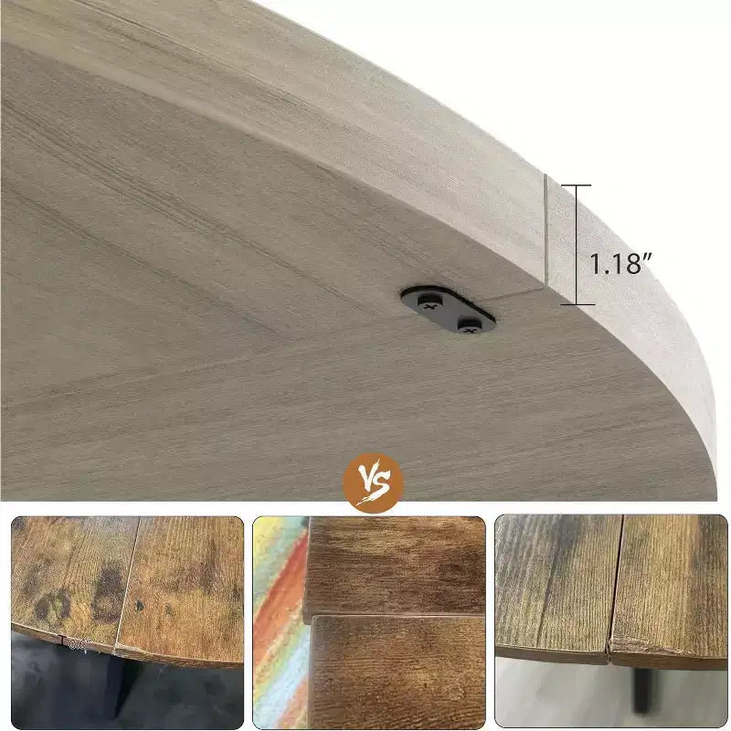 Table à manger ronde de 47 pouces avec étagère de rangement et plateau en bois, table à dîner pour 4 personnes, table de ferme circulaire pour salle à manger/salon, cuisine