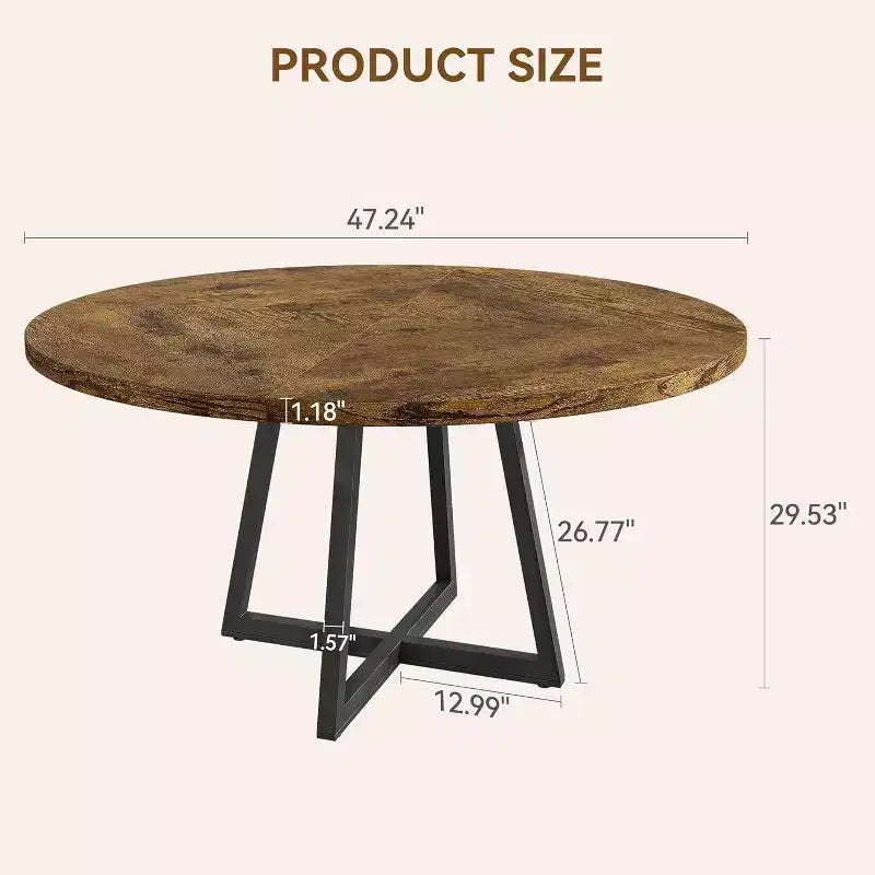 Table à manger ronde de 47 pouces avec étagère de rangement et plateau en bois, table à dîner pour 4 personnes, table de ferme circulaire pour salle à manger/salon, cuisine