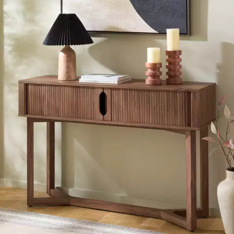Table console Ilyum Tambour Dr - CNS3101A - Noyer - Safavieh