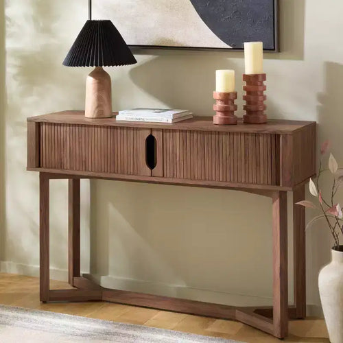Table console Ilyum Tambour Dr - CNS3101A - Noyer - Safavieh