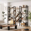 5 Tier Shelf Bookshelf, Display Book Shelf, Wide Bookcase, Rustic Wooden Shelving for Bedroom, Living Room, Home & Office Shelving