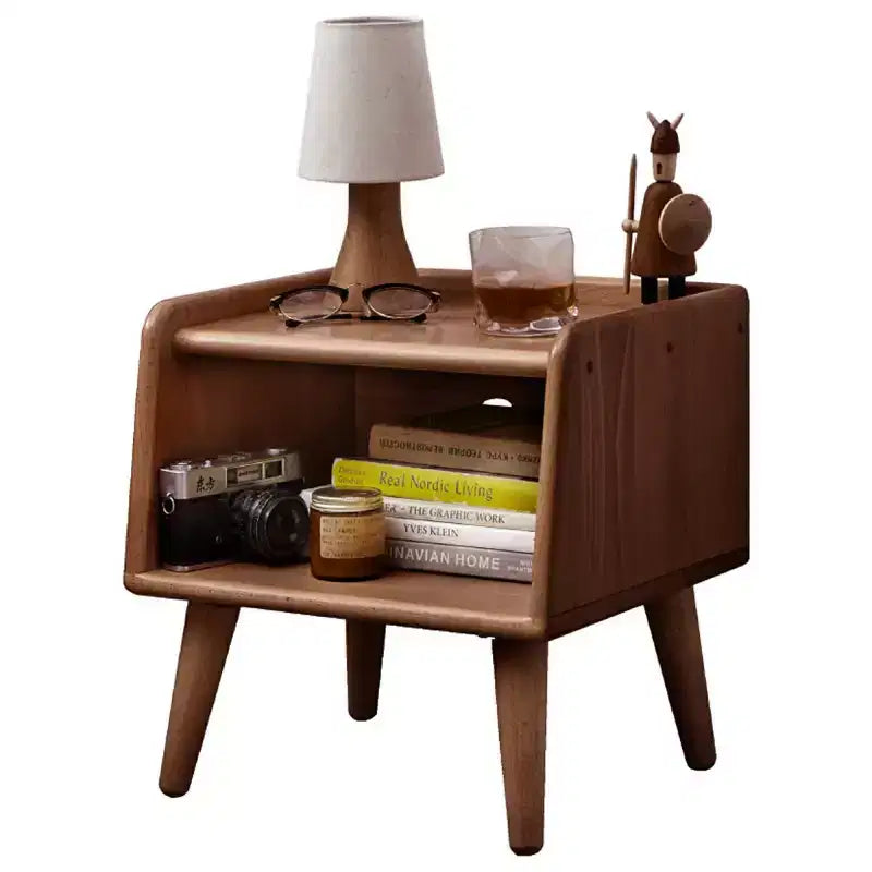Table de chevet en bois de hêtre massif, table de chevet minimaliste et moderne avec étagère ouverte, meuble de chevet pour chambre ou salon - Panipeachy