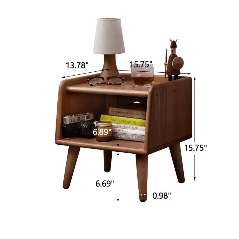 Table de chevet en bois de hêtre massif, table de chevet minimaliste et moderne avec étagère ouverte, meuble de chevet pour chambre ou salon - Panipeachy