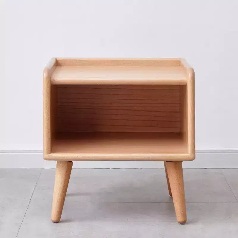 Table de chevet en bois de hêtre massif, table de chevet minimaliste et moderne avec étagère ouverte, meuble de chevet pour chambre ou salon - Panipeachy
