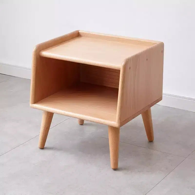 Table de chevet en bois de hêtre massif, table de chevet minimaliste et moderne avec étagère ouverte, meuble de chevet pour chambre ou salon - Panipeachy