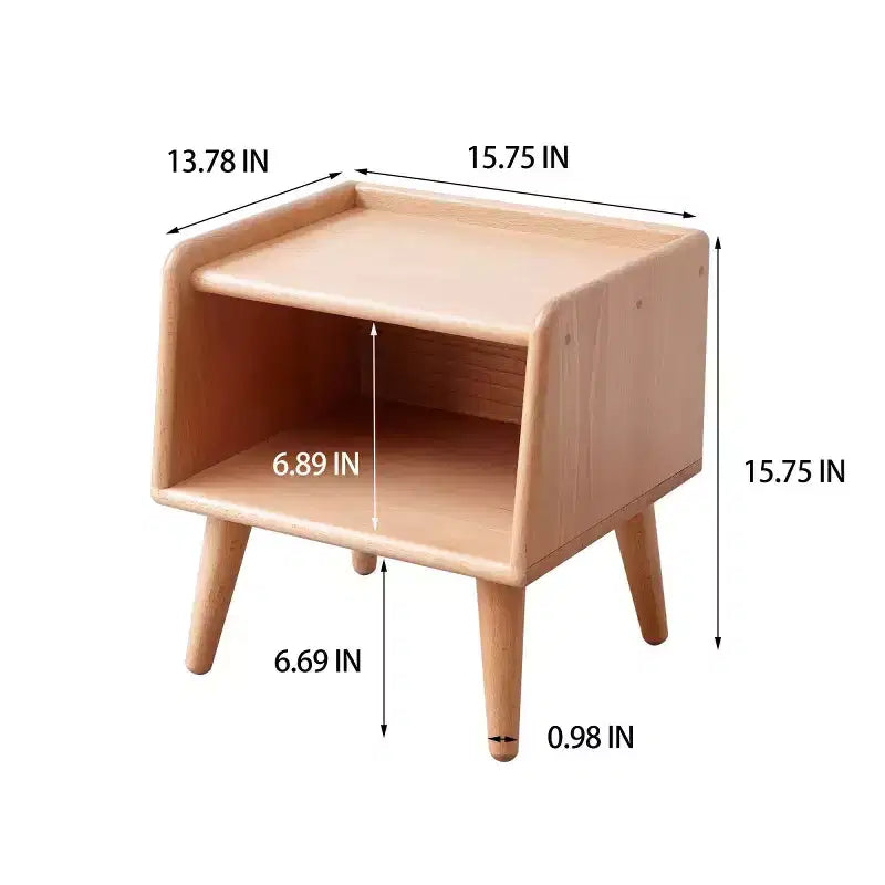 Table de chevet en bois de hêtre massif, table de chevet minimaliste et moderne avec étagère ouverte, meuble de chevet pour chambre ou salon - Panipeachy